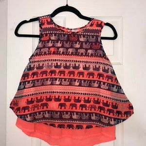 Thick strap tank top with elephant print
